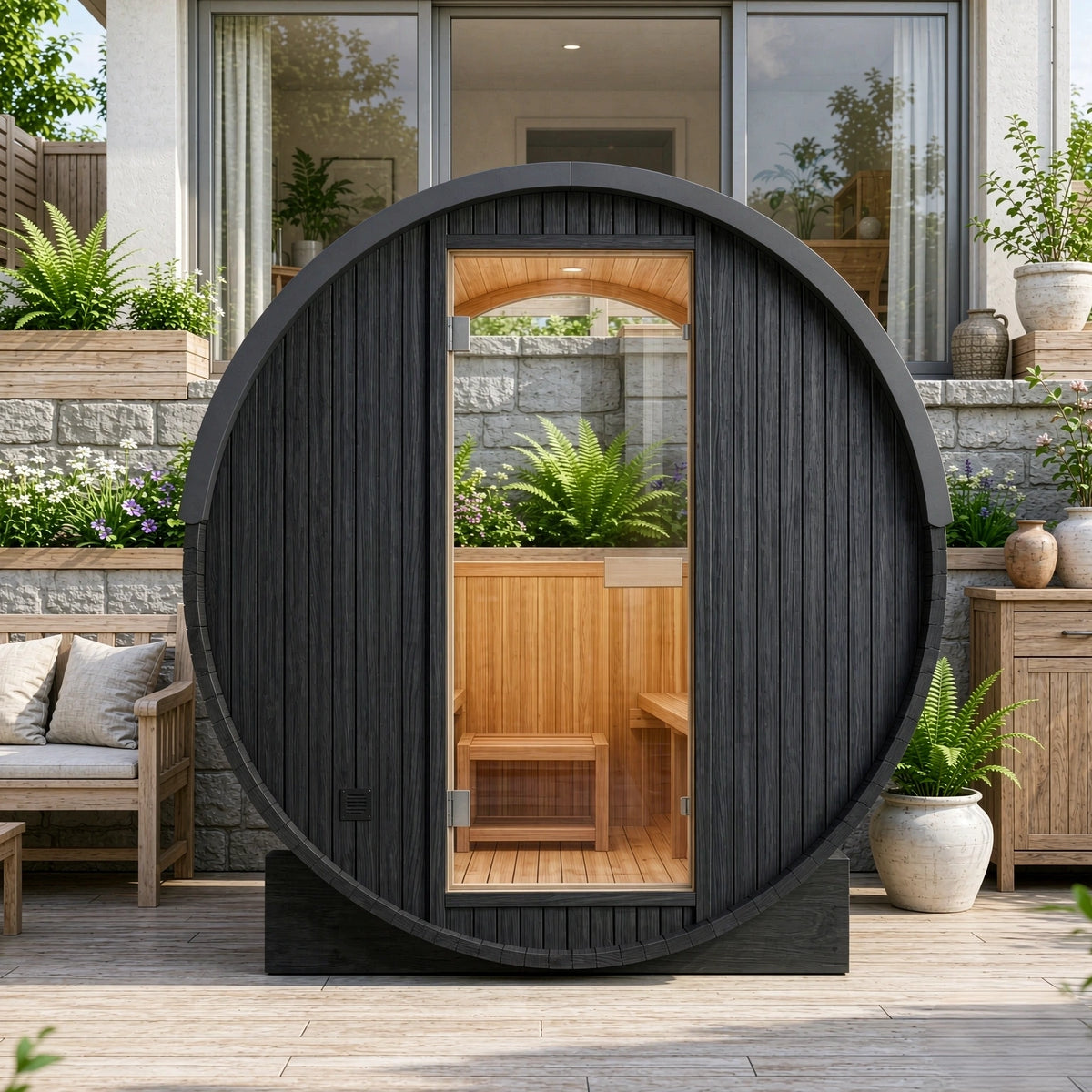 Brightenwells™ Outdoor Sauna Black