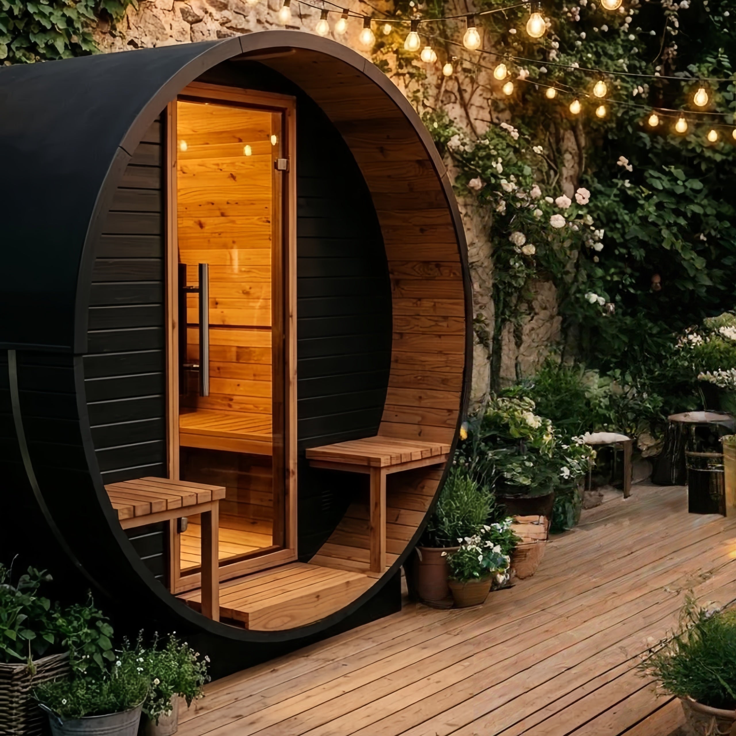 Brightenwells™ Outdoor Sauna Black
